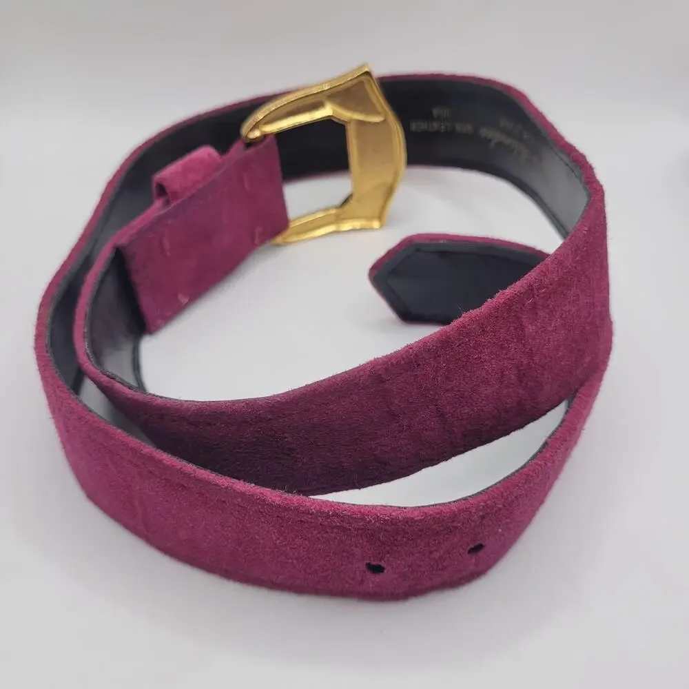 Vintage Two Blondes Belt Medium Pink Suede Statement Boho Retro 80s 90s Ornate